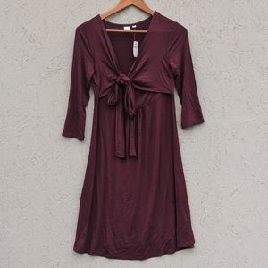 Gap Maternity Dress Tie Bustline Burgundy XS